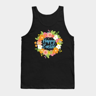 Happy Easter Cute Floral Wreath Easter Flowers Tank Top